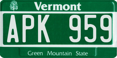 VT license plate APK959