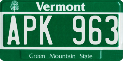 VT license plate APK963