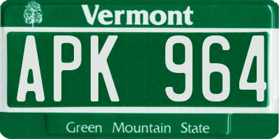VT license plate APK964