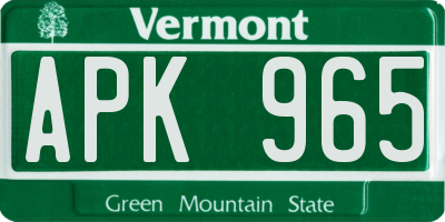 VT license plate APK965