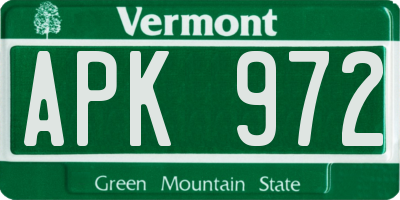 VT license plate APK972