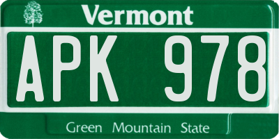 VT license plate APK978