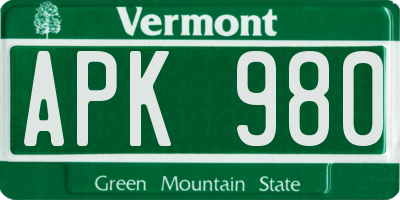 VT license plate APK980