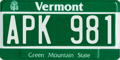 VT license plate APK981