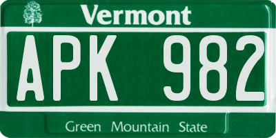 VT license plate APK982