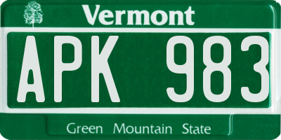 VT license plate APK983