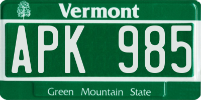 VT license plate APK985