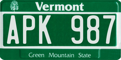 VT license plate APK987