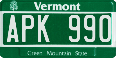 VT license plate APK990