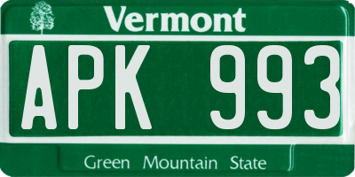VT license plate APK993
