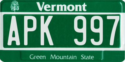 VT license plate APK997
