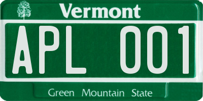 VT license plate APL001