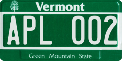 VT license plate APL002
