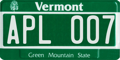 VT license plate APL007