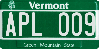 VT license plate APL009