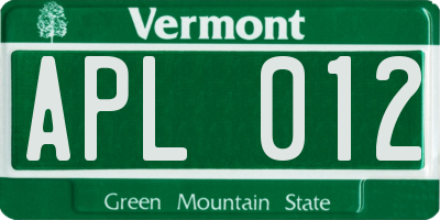 VT license plate APL012