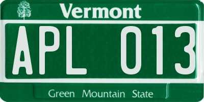 VT license plate APL013