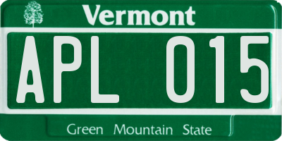 VT license plate APL015