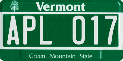 VT license plate APL017