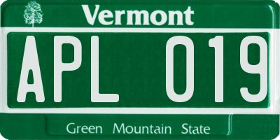 VT license plate APL019