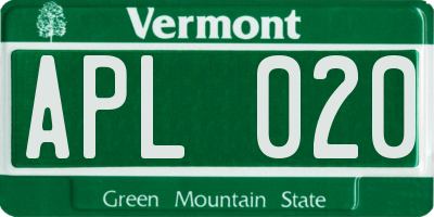 VT license plate APL020