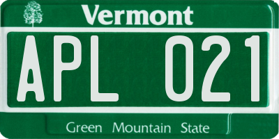 VT license plate APL021
