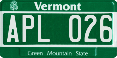 VT license plate APL026