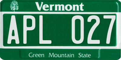 VT license plate APL027