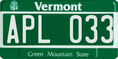 VT license plate APL033