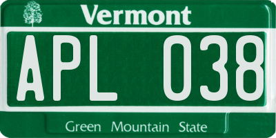 VT license plate APL038