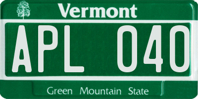 VT license plate APL040