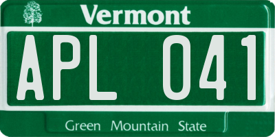 VT license plate APL041