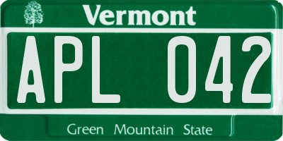 VT license plate APL042