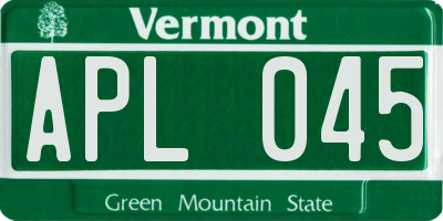 VT license plate APL045
