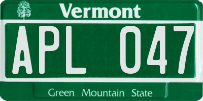 VT license plate APL047
