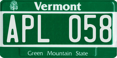 VT license plate APL058