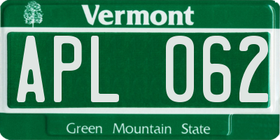 VT license plate APL062