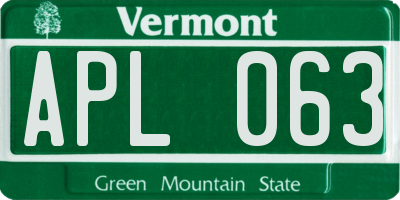 VT license plate APL063