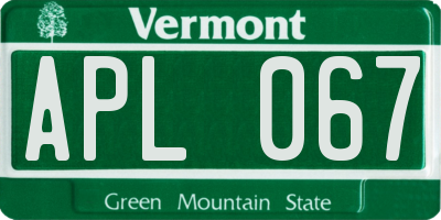 VT license plate APL067
