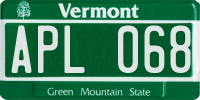 VT license plate APL068