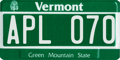 VT license plate APL070