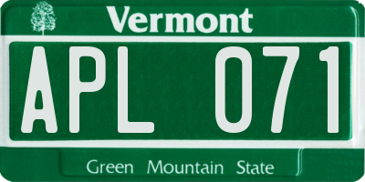 VT license plate APL071