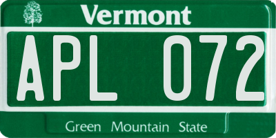VT license plate APL072