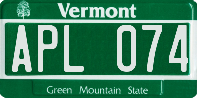 VT license plate APL074
