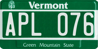 VT license plate APL076