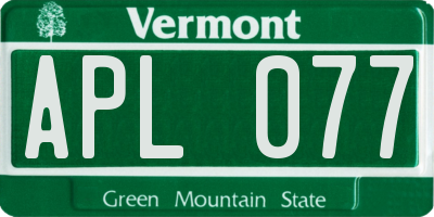 VT license plate APL077