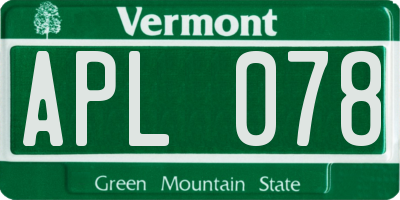 VT license plate APL078