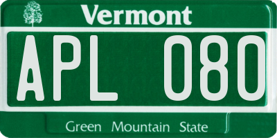VT license plate APL080