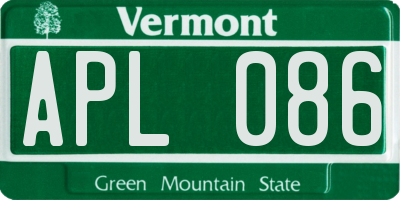 VT license plate APL086