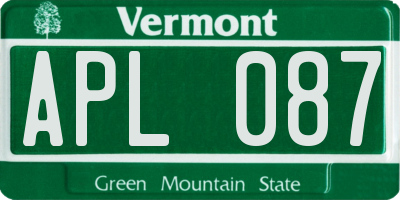 VT license plate APL087
